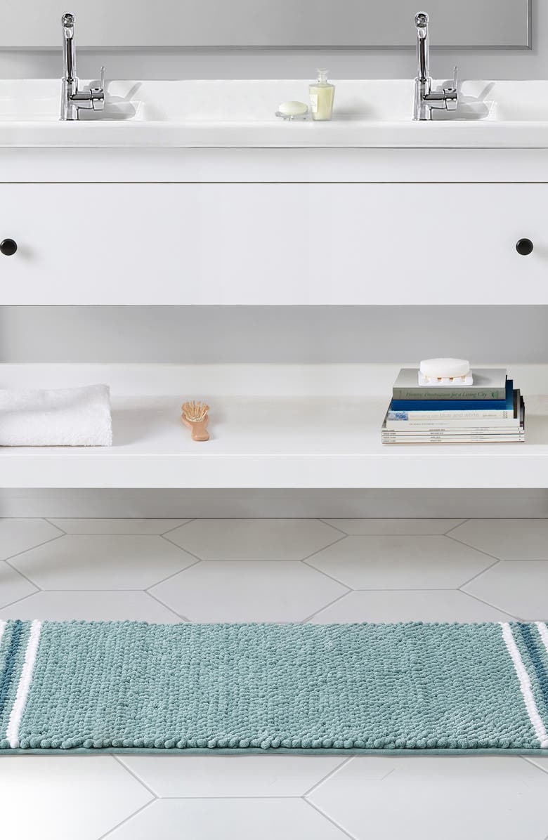 VCNY HOME Aiden Stripe Jacquard Runner Bath Rug, Alternate, color, Aqua