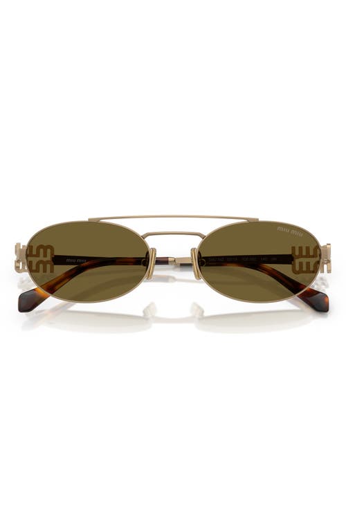 Miu Miu Logo Metal Oval Sunglasses In 7oe09z53 Dark Brown