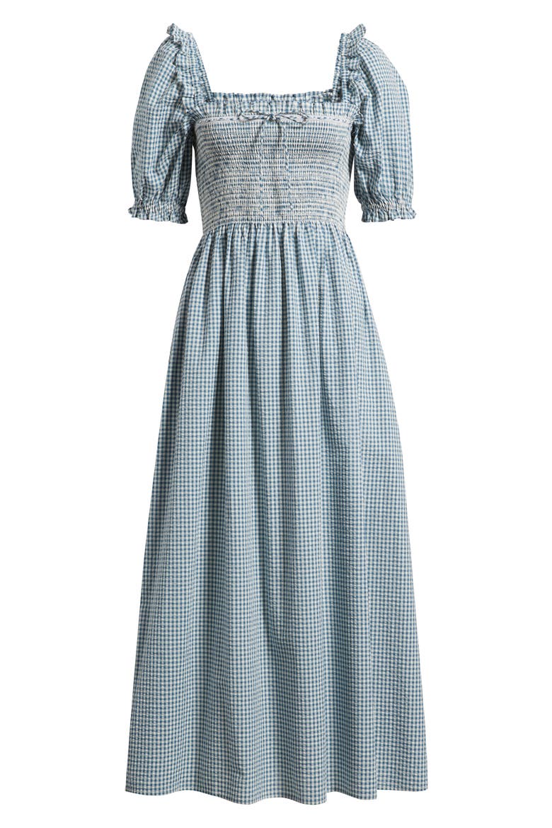The Scarlett Nap® Fit & Flare Midi Dress, Alternate, color, TEAL GINGHAM