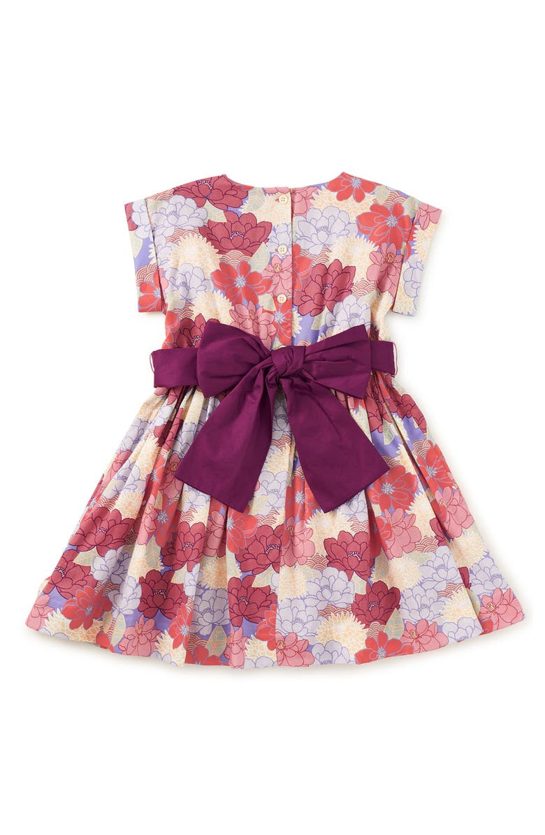 Tea Collection Organdy Sash Dress, Alternate, color, Peonies & Chrysanthemums