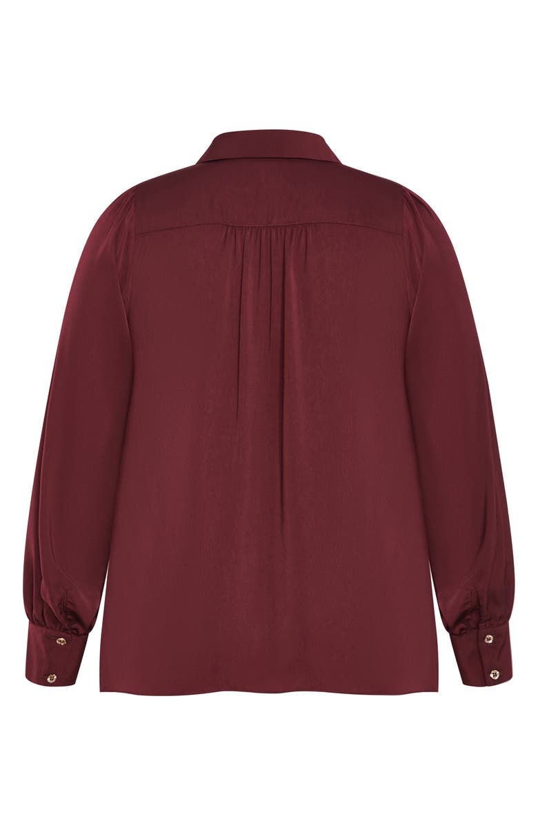 City Chic Hadlee V-Neck Button-Up Shirt, Alternate, color, Dark Cherry