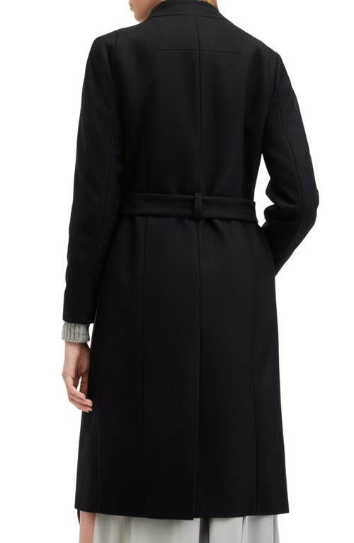 Allsaints Riley Wool Blend Belted Coat In Black