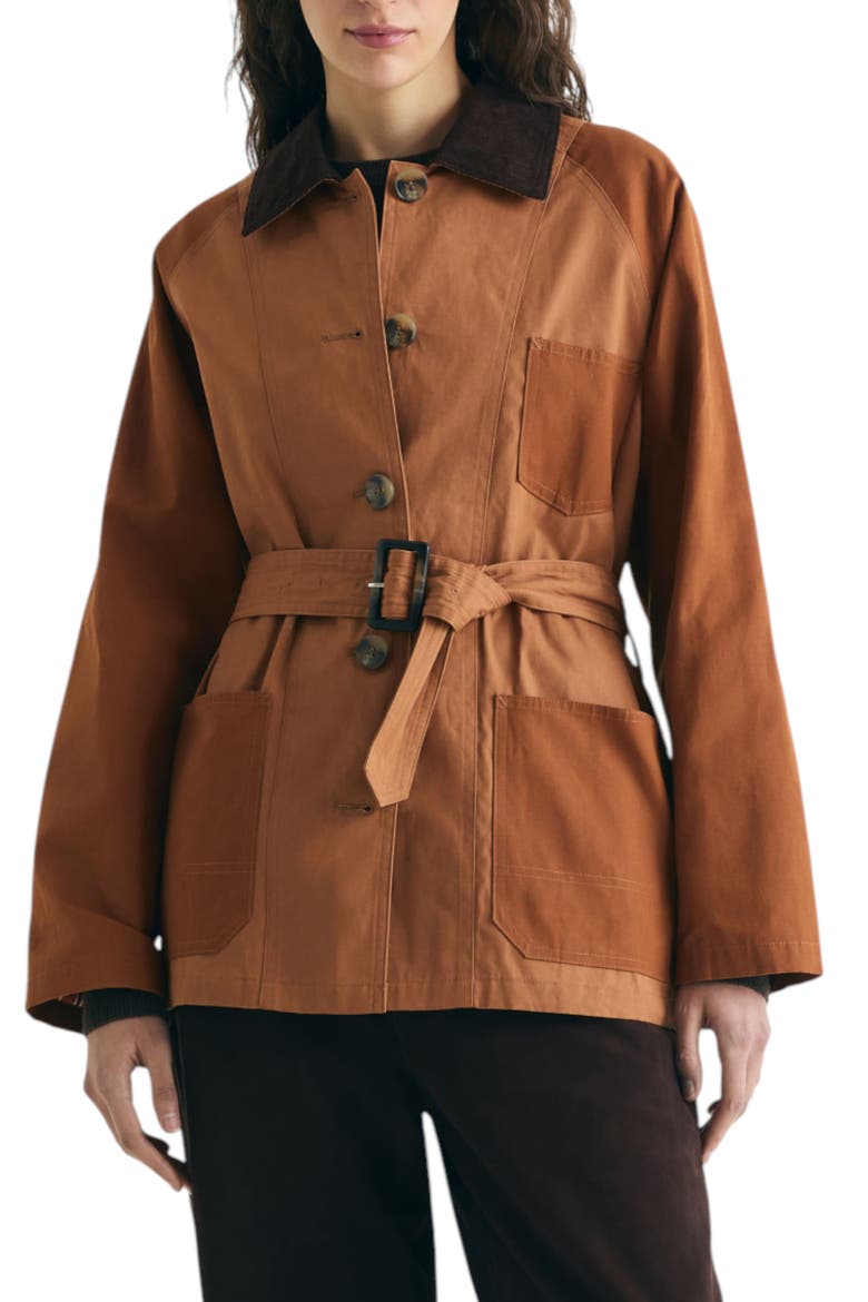 Two-Tone Waxed Jacket, Main, color, Terracotta