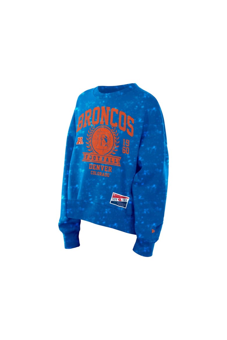 Women's New Era  Royal Denver Broncos Throwback Oversized Boxy Sweatshirt, Alternate, color, Royal