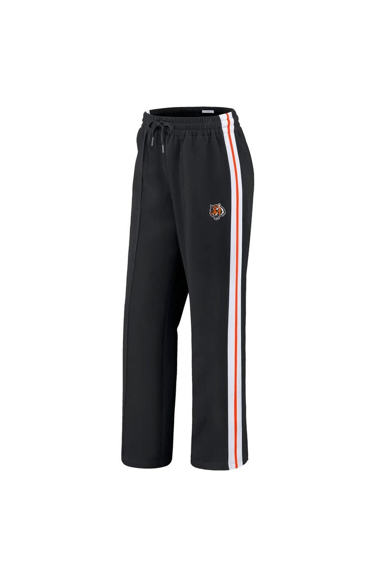 Women's WEAR by Erin Andrews Black Cincinnati Bengals Color-Block Straight Leg Pants, Alternate, color, Black