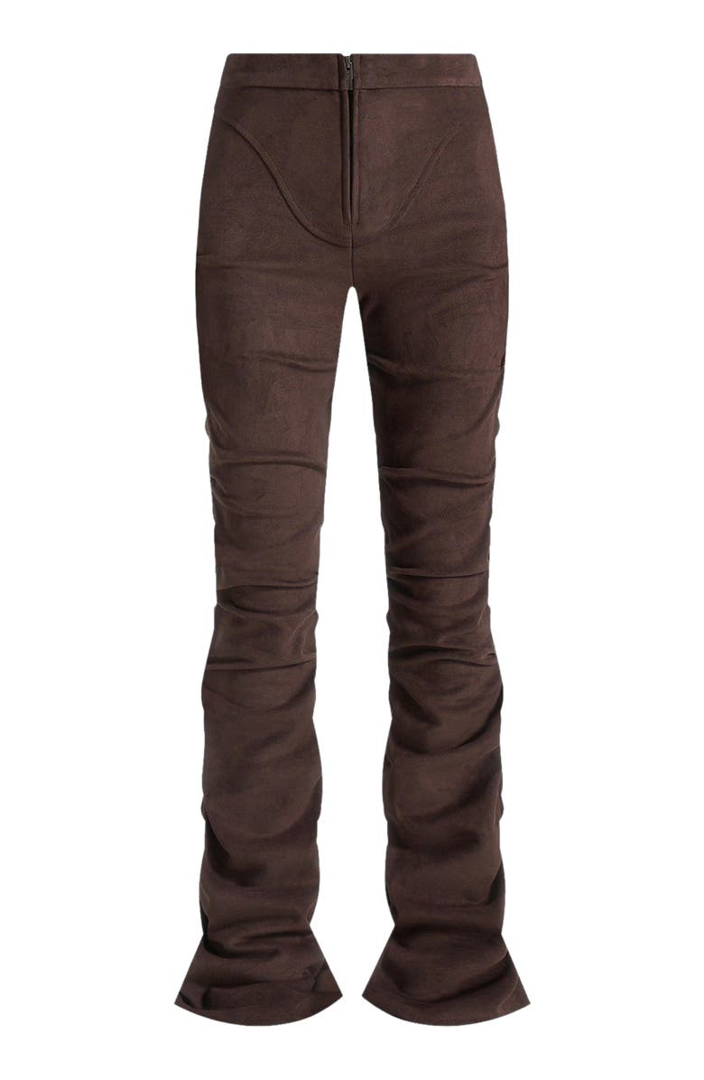 Manière De Voir Caroline Tacked Suede Flared Trousers, Alternate, color, Brown
