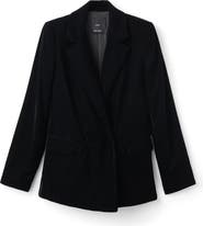 MANGO Double Breasted Velvet Blazer