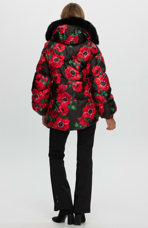 Gorski Apres-ski High-low Jacket With Detachable Lamb Hood Trim In Red