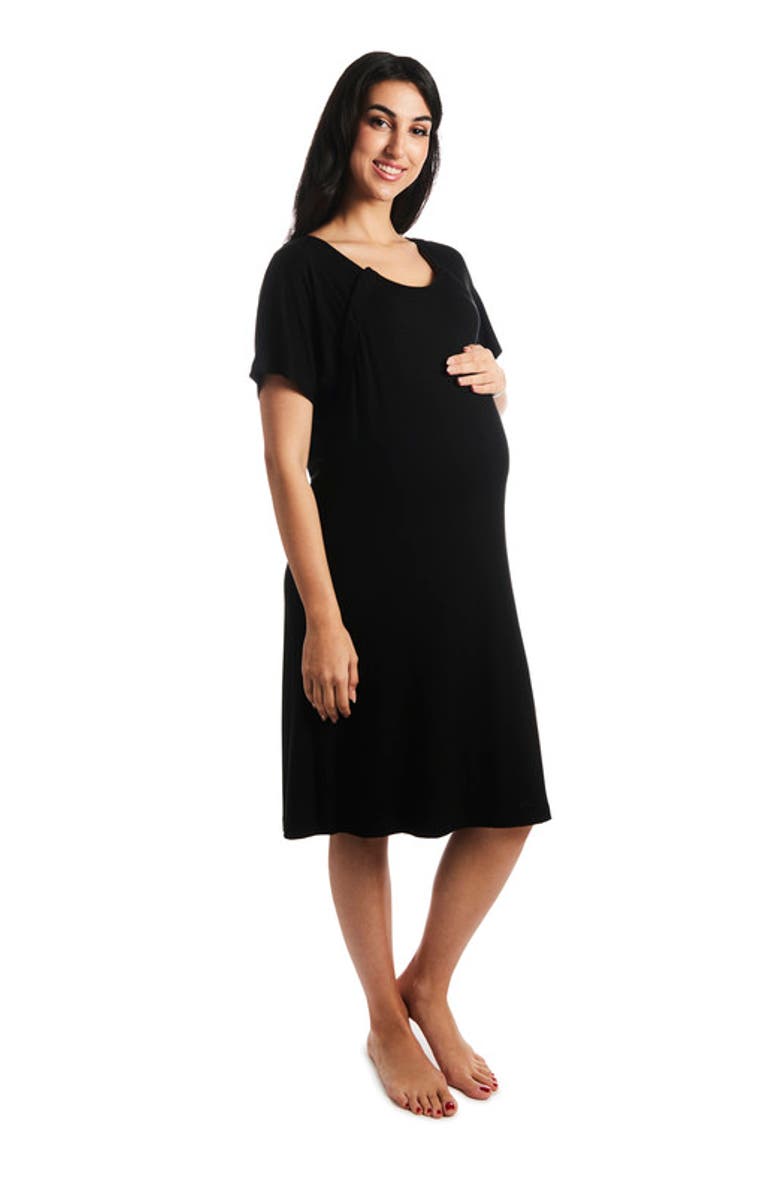 Everly Grey Rosa Maternity/Nursing Hospital Gown, Main, color, Black