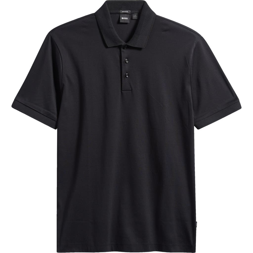 Shop Hugo Boss Boss Phillipson Mercerized Cotton Polo In Black