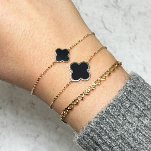 The Lovery Fine Jewelry Large Onyx Single Clover Bracelet In Black