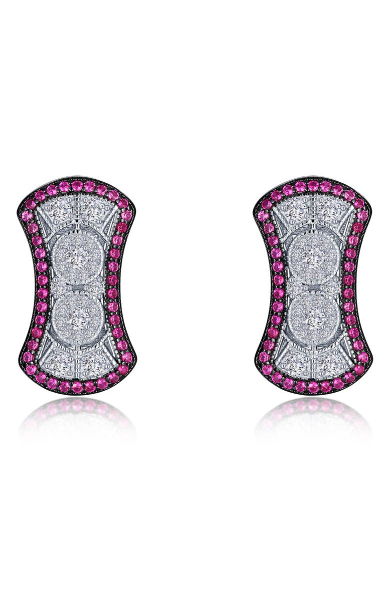 Lafonn Heritage Lab-Grown Ruby & Simulated Diamond Stud Earrings, Main, color, 