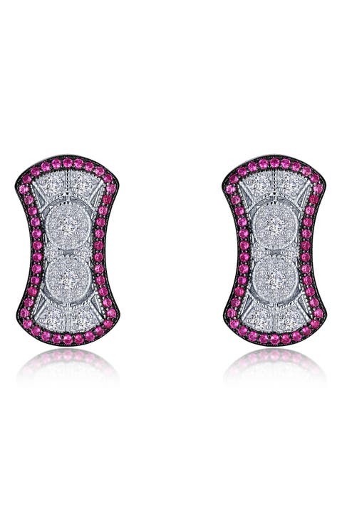 Heritage Lab-Grown Ruby & Simulated Diamond Stud Earrings