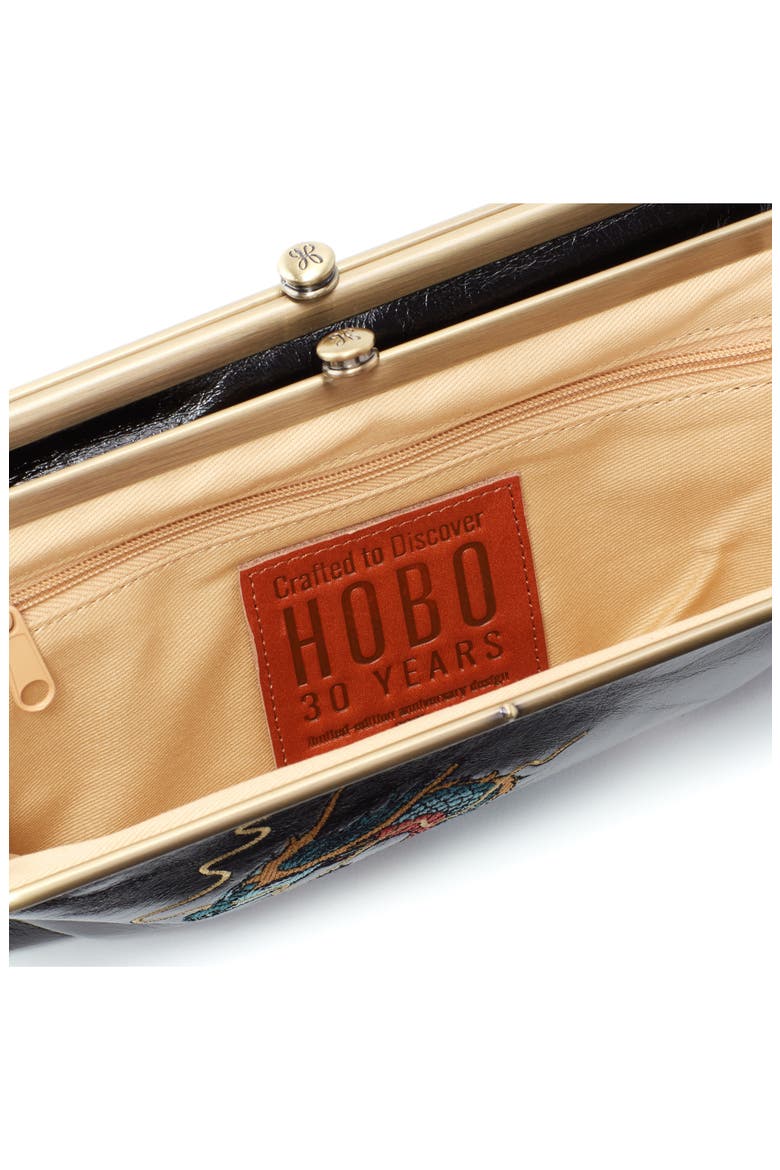 Leather Double Frame Clutch, Alternate, color, BLACK