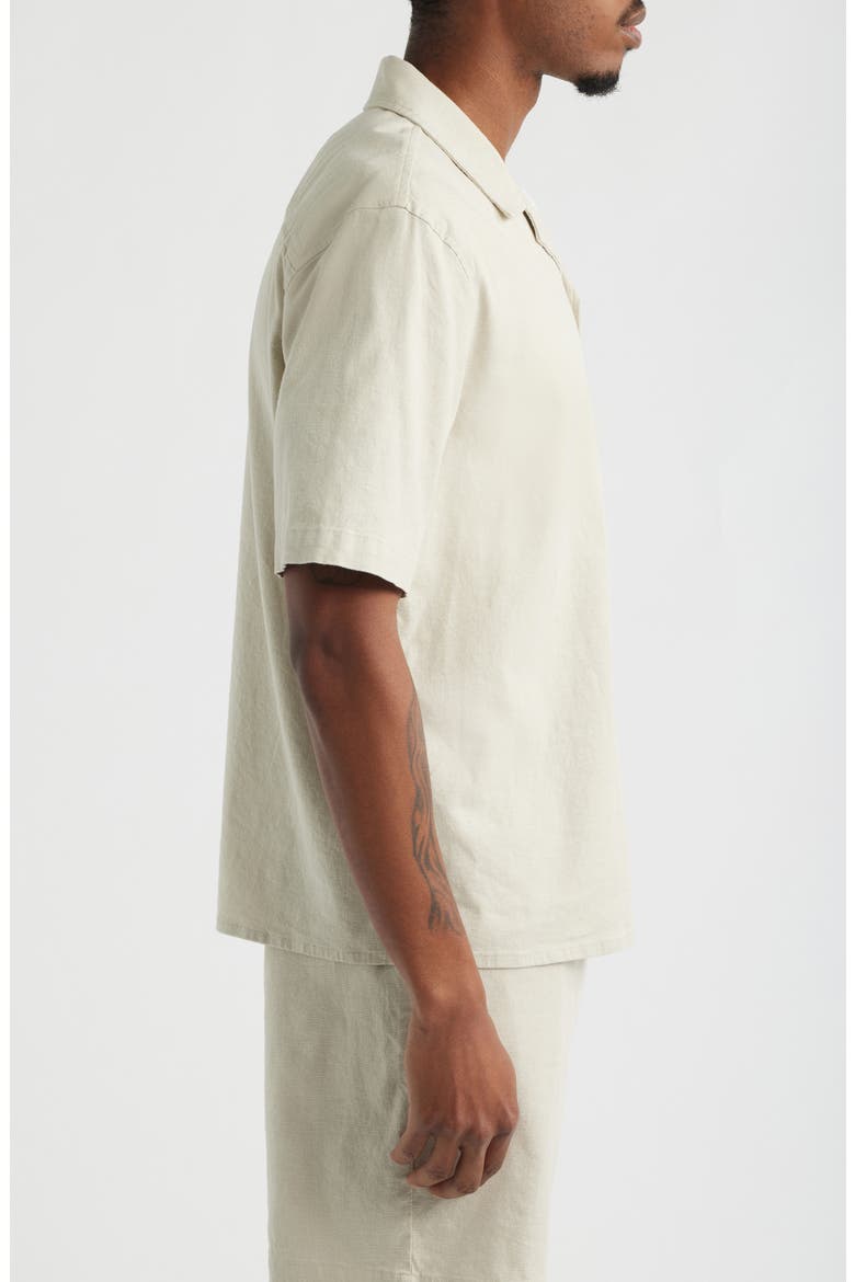 Stretch Linen Blend Camp Shirt, Alternate, color, BEIGE BIRCH