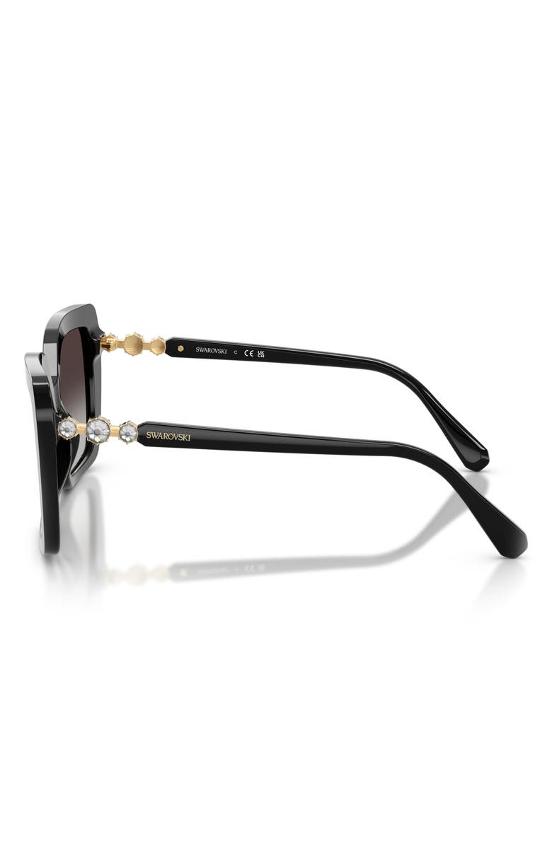 Swarovski 57mm Butterfly Sunglasses, Alternate, color, Black / Gradient Grey