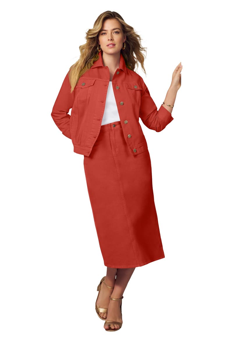 Classic Cotton Denim Jacket, Main, color, BURNT RED