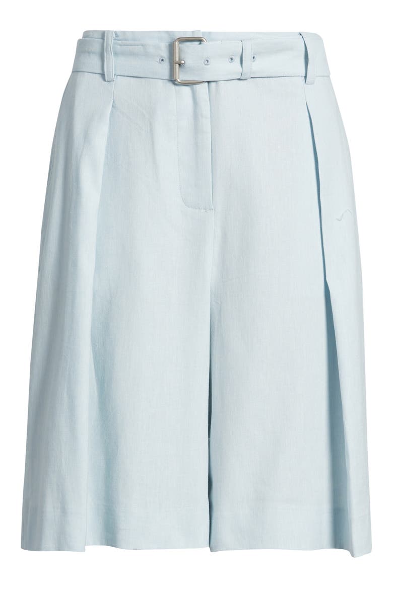 Belted Pleated Longer Length Shorts, Alternate, color, AIRY BLUE