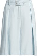 Halogen® Belted Pleated Longer Length Shorts