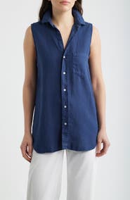 Frank & Eileen Finley Sleeveless Linen Button-Up Shirt
