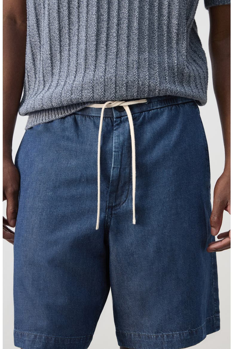 Cotton Blend Drawstring Bermuda Shorts, Alternate, color, DARK BLUE