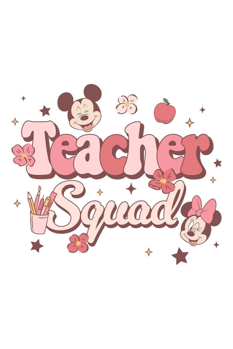 Women's Happy Teacher Squad Short Sleeve Straight Fit T-Shirt, Alternate, color, White