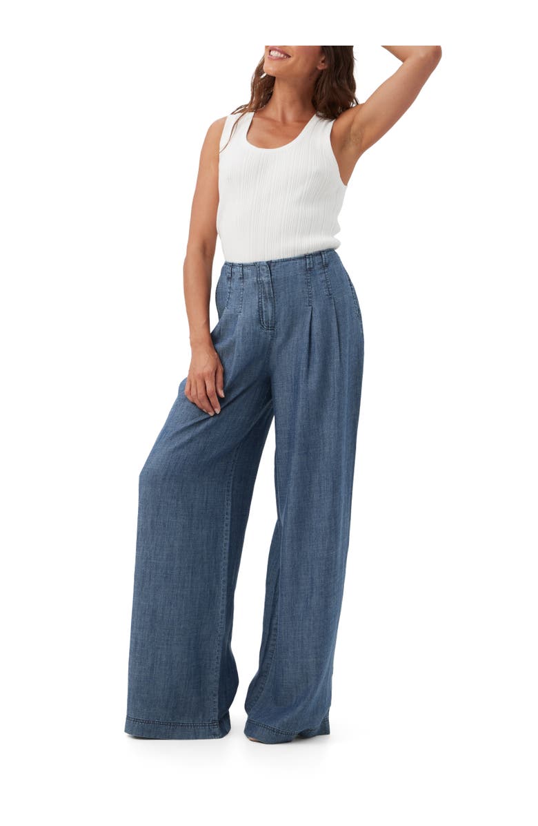 Trina Turk Dans Wide Leg Chambray Pant, Alternate, color, 