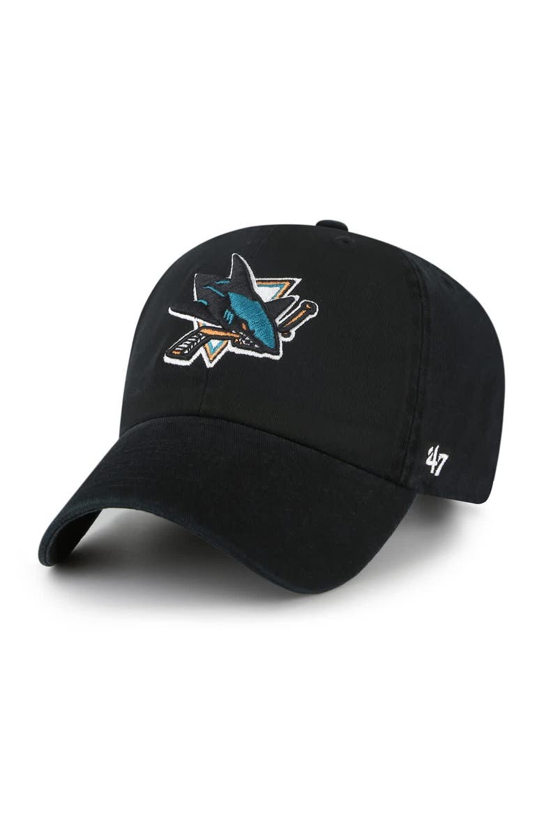 Men's '47 Black San Jose Sharks Logo Clean Up Adjustable Hat, Main, color, Black