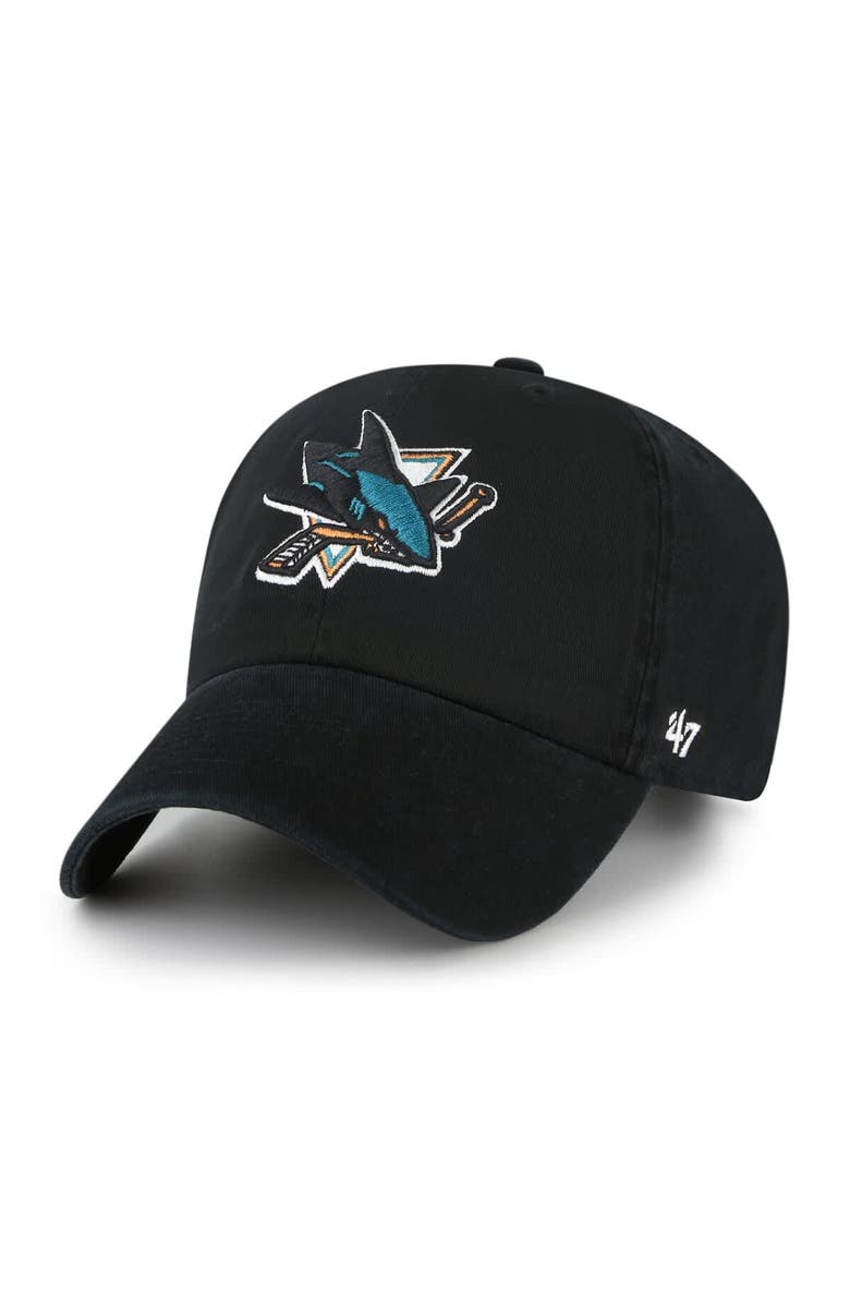 '47 Men's '47 Black San Jose Sharks Logo Clean Up Adjustable Hat, Main, color, Black