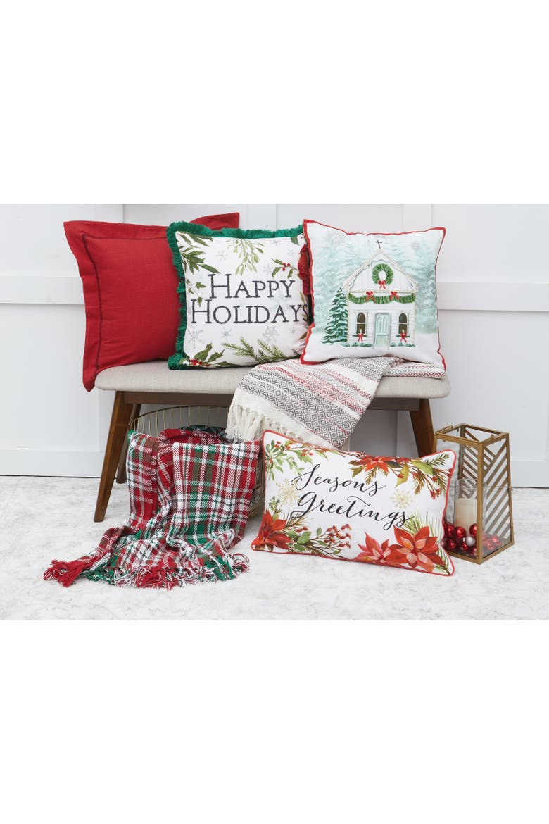 Scarlet Flange Accent Pillow 18" x 18", Alternate, color, Red