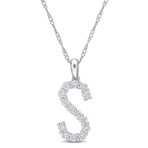 Diamond Initial Pendant Necklace 10k