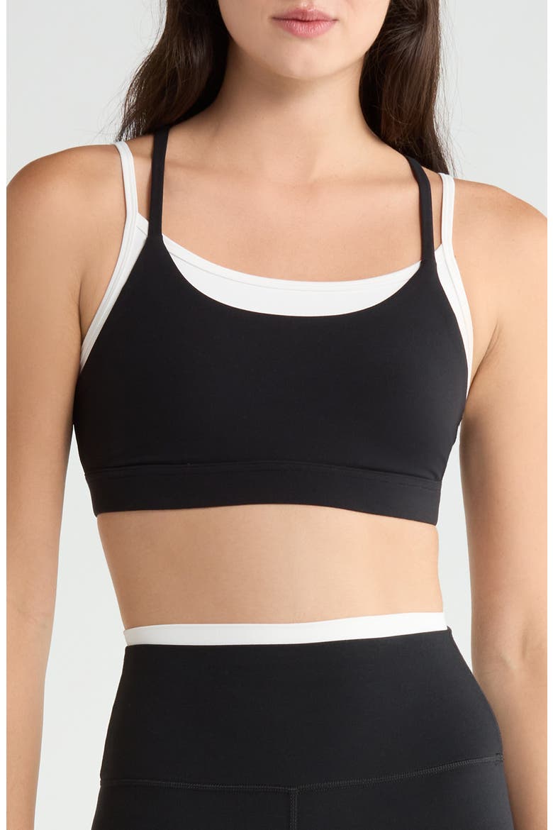 Elliah Airweight Double Layer Sports Bra, Main, color, BLACK/ WHITE