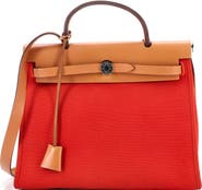 Pre-Owned Hermes Herbag Zip Leather and Toile 31