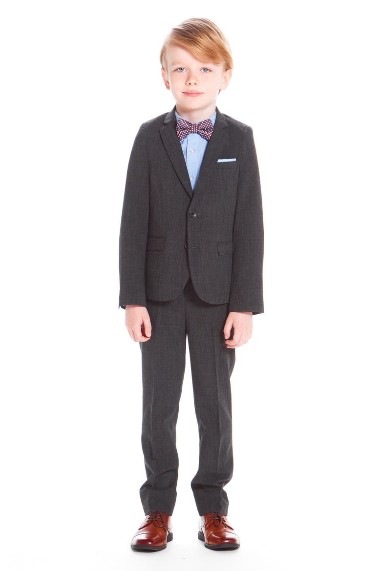 Kids' Solid Stretch Two-Piece Suit, Alternate, color, GREY