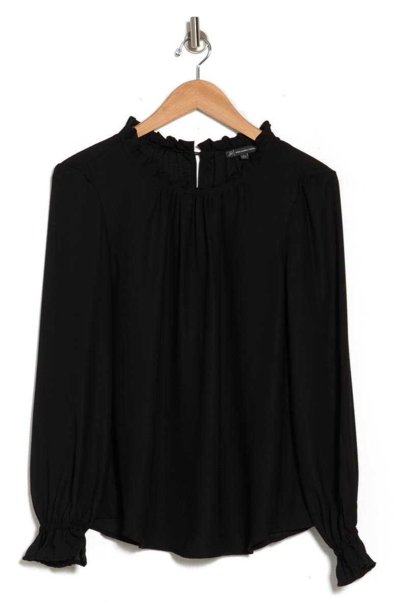 Adrianna Papell Clip Dot Pleated Neck Blouse, Alternate, color,