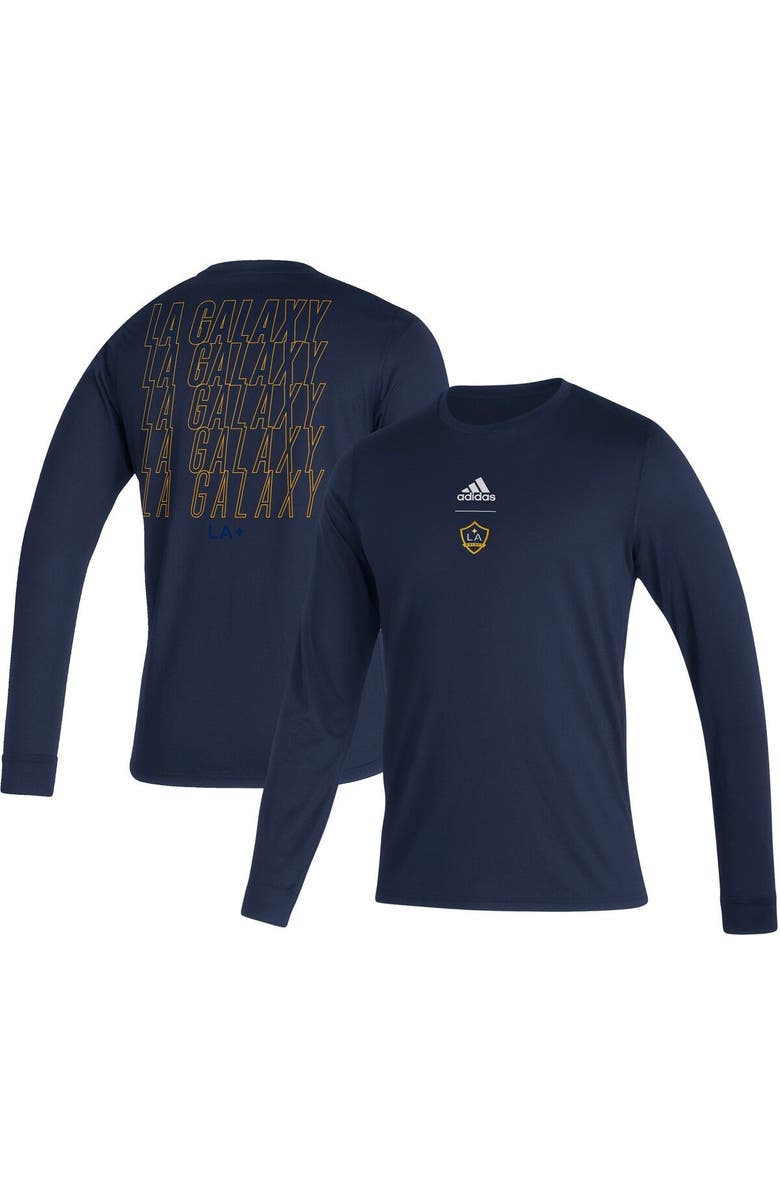 adidas Men's adidas Navy LA Galaxy Club Long Sleeve T-Shirt, Main, color, 