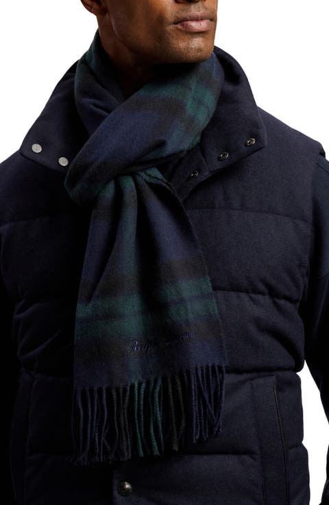 Plaid Cashmere Fringe Scarf