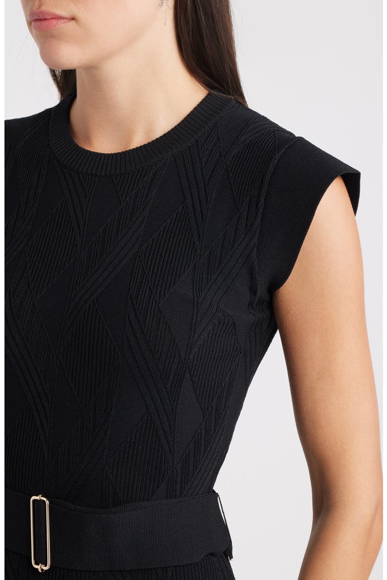 Belted Knit Sheath Dress, Alternate, color, BLACK