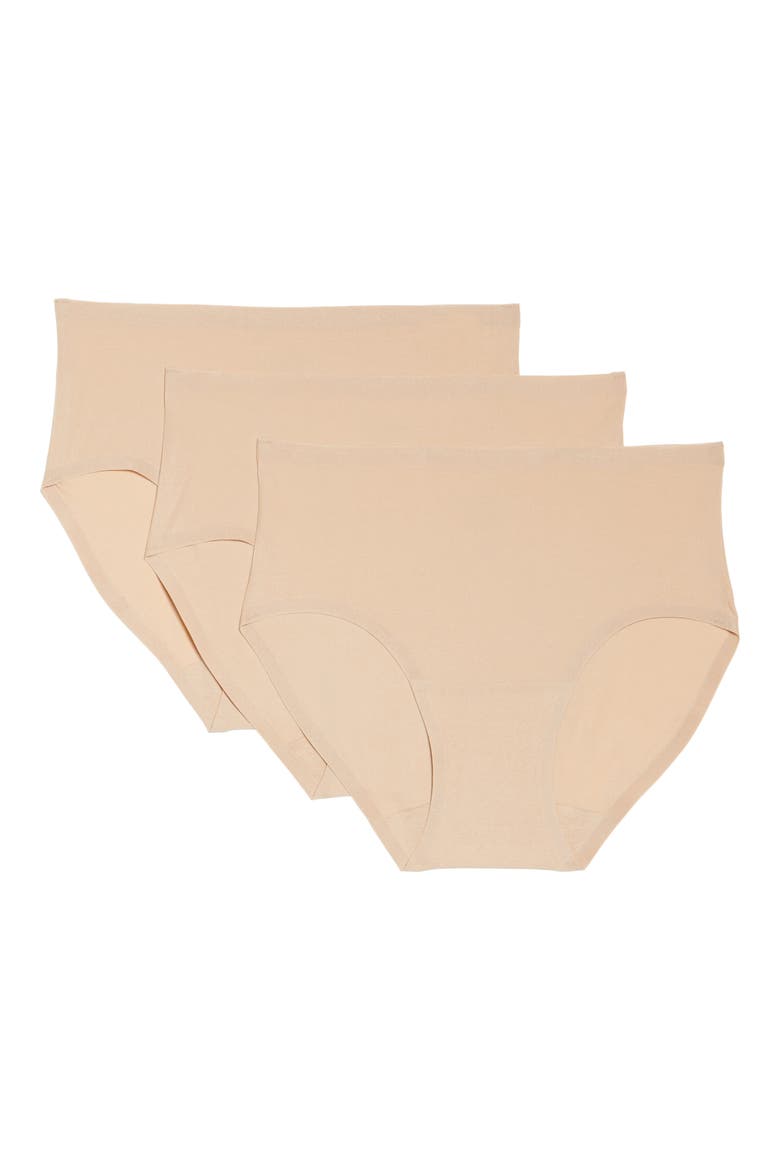 Soft Stretch 3-Pack Seamless Hipster Briefs, Main, color, NUDE