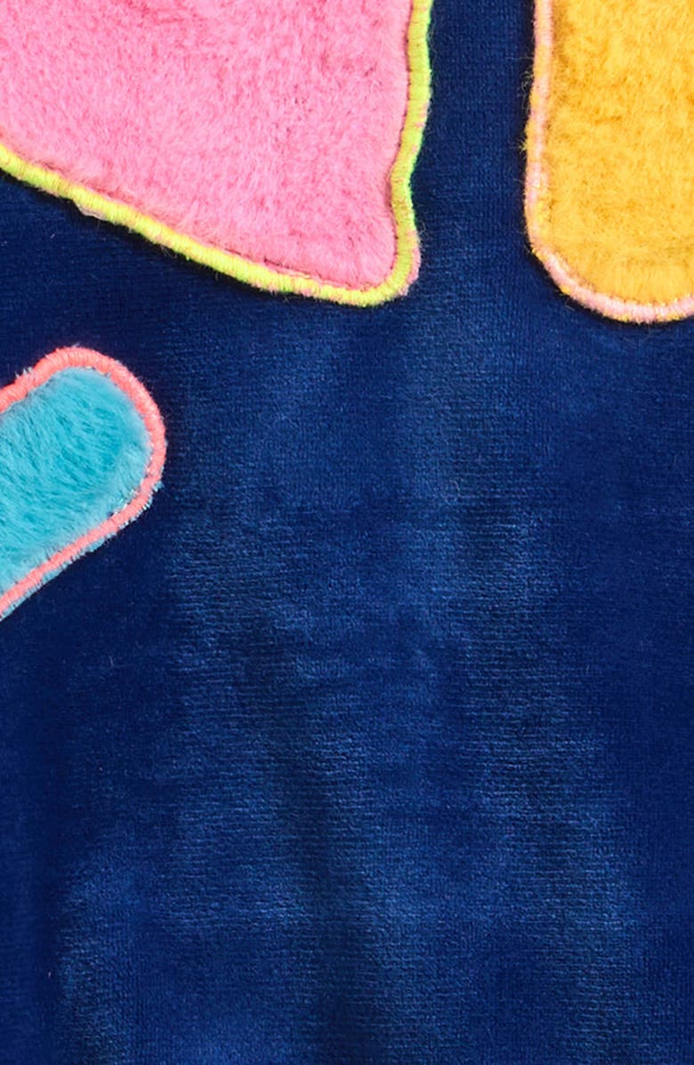 Truly Me Kids' 3D Love Velour Sweatshirt with Faux Fur Appliqué, Alternate, color, Royal Blue