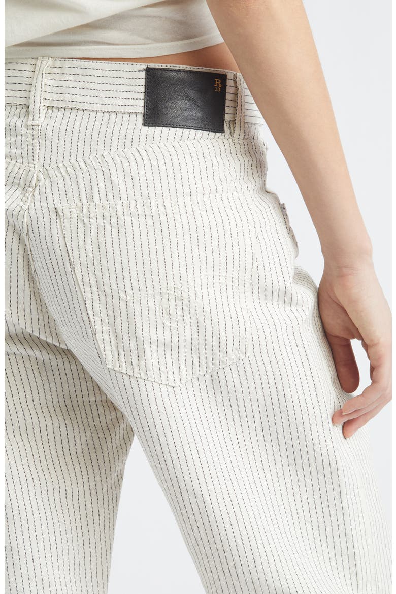 X-Boyfriend Pinstripe Linen & Cotton Pants, Alternate, color, WHITE WITH BLACK MINI STRIPE