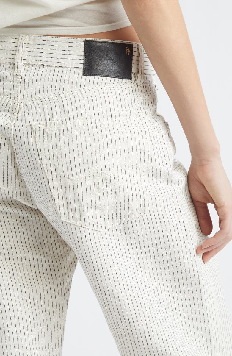 R13 X-Boyfriend Pinstripe Linen & Cotton Pants, Alternate, color, White With Black Mini Stripe