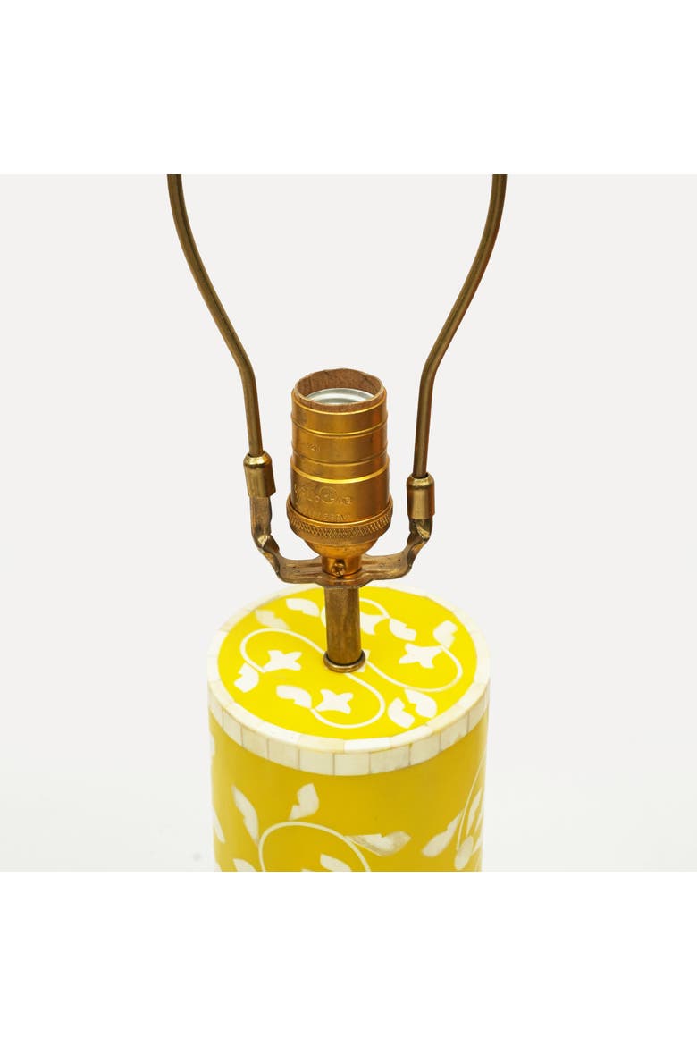 Floral Vines Inlay Yellow Table Lamp, Alternate, color, Yellow