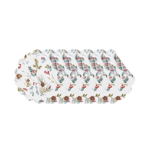 C & F Home C&f Home Edith Round Quilted Reversible Holly Botanical Placemats Set Of 6, 17" In White