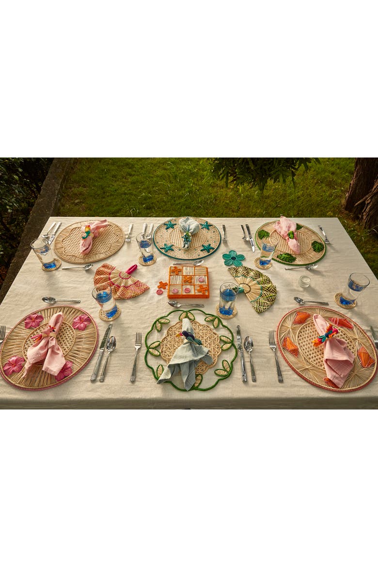 Leaves 3D Placemat - Set of 2, Alternate, color, Green