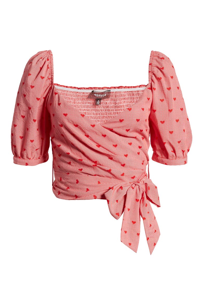 Allie Side Tie Crop Top, Alternate, color, DITSY HEART