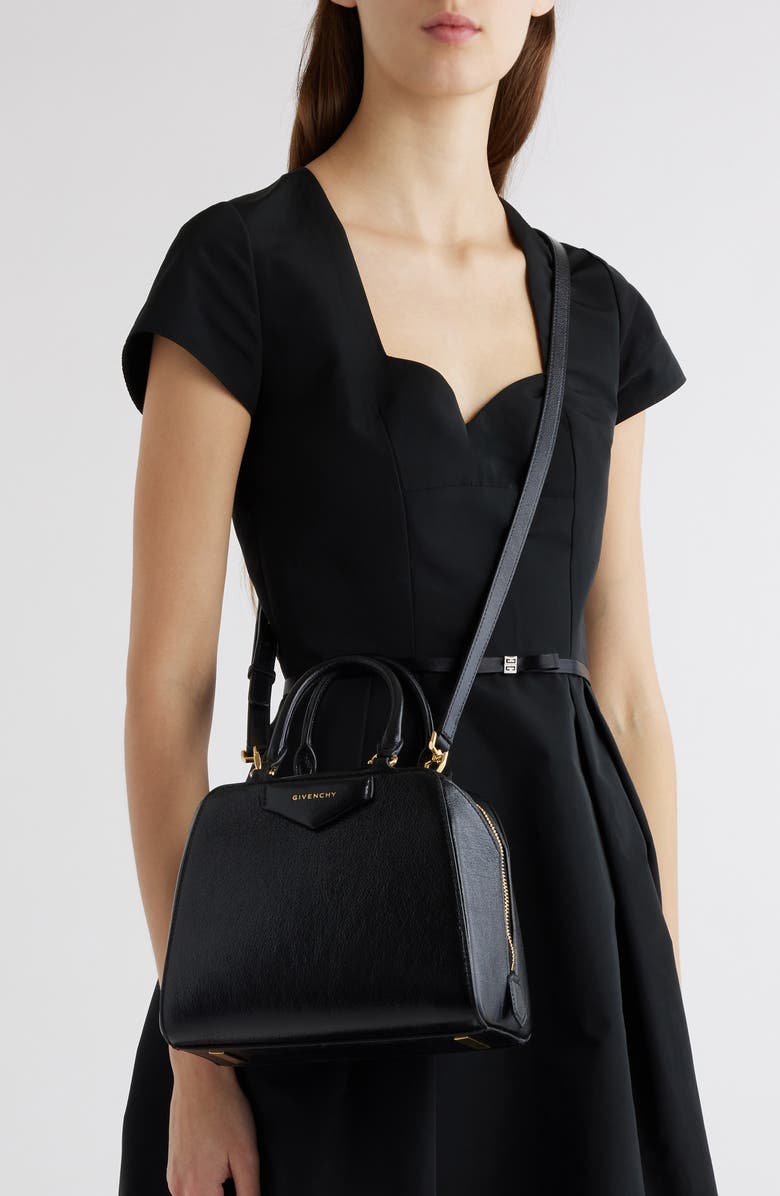 Givenchy Mini Antigona Leather Satchel, Alternate, color, Black