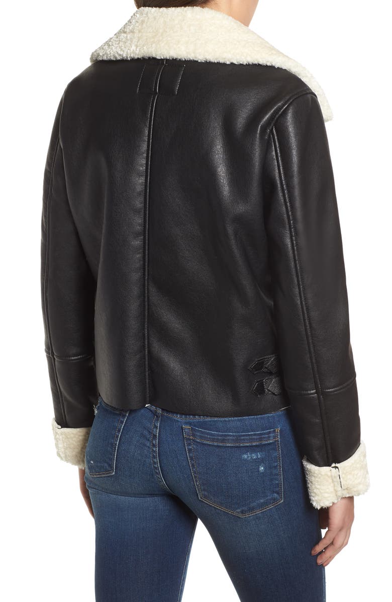 BLANKNYC Moto Jacket with Faux Shearling Lining, Alternate, color,