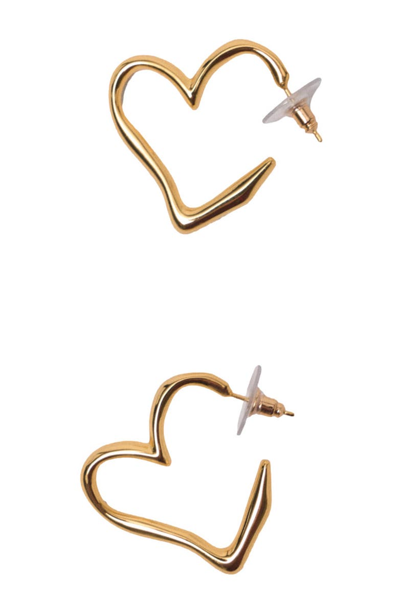 maje Gold-plated heart hoop earrings, Alternate, color, Light Gold