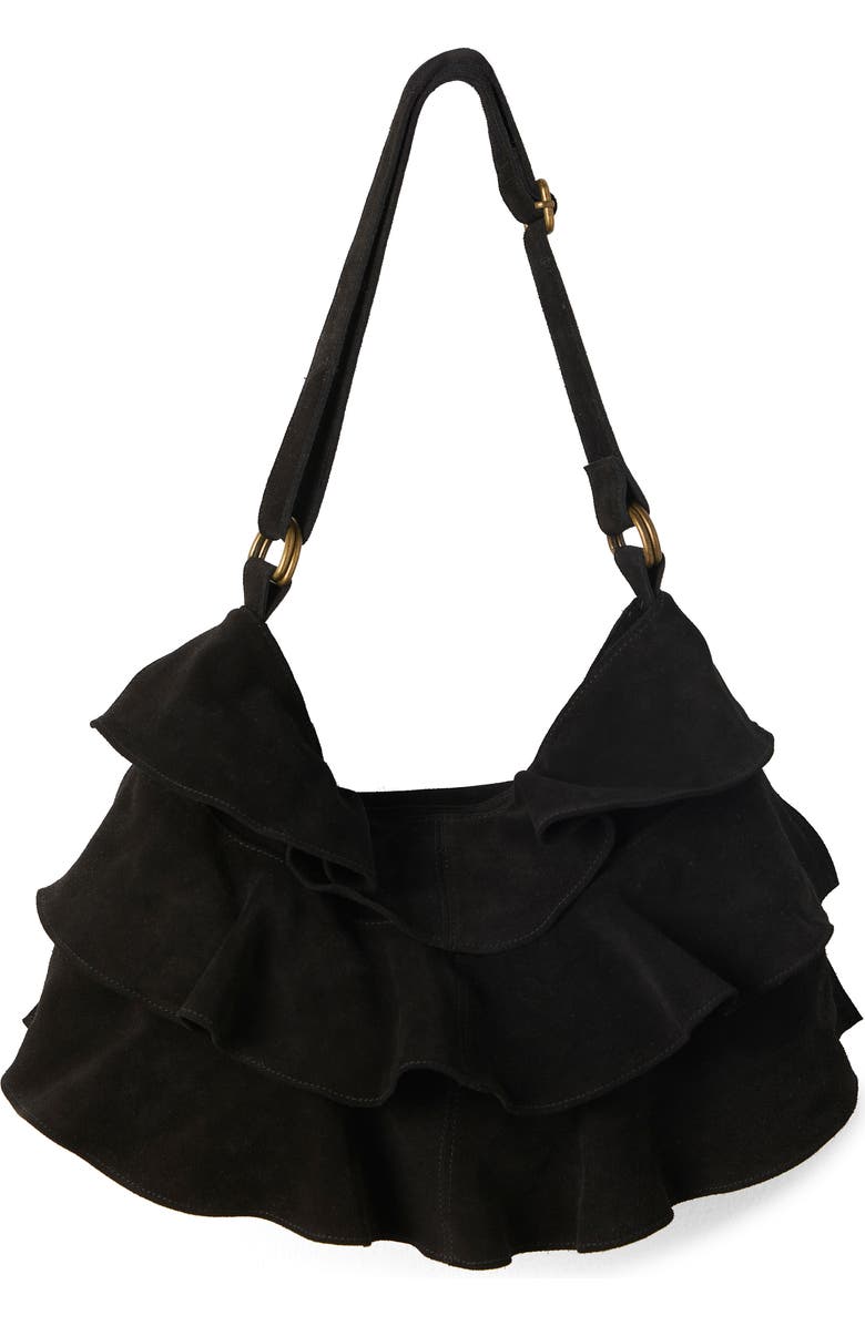 Free People Rae Ruffle Suede Shoulder Bag, Main, color,